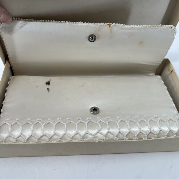 VTG Hoag Stunning Satin Beaded Evening Clutch Purse Wedding Holiday Classy Party - Picture 2 of 16